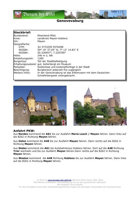 Informationen zur Genovevaburg als PDF - Burgen der Eifel