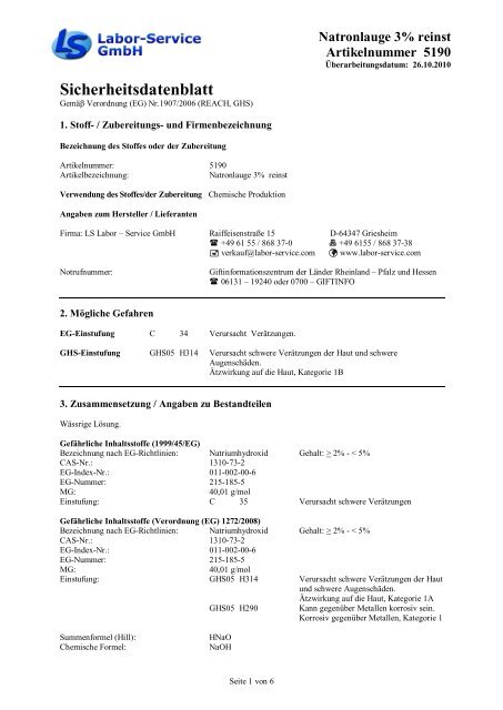 Natronlauge 3% reinst Artikelnummer 5190 - Windaus