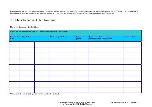 Unterschriften und Handzeichen Formularnummer 178