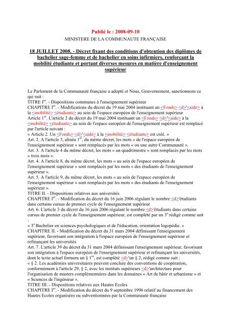 PubliÃ© le : 2008-09-10 18 JUILLET 2008. - DÃ©cret ... - AEF Europe