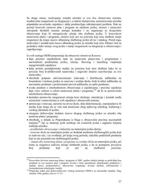 Kosovske neveÄinske zajednice u sistemima osnovnog i ... - OSCE
