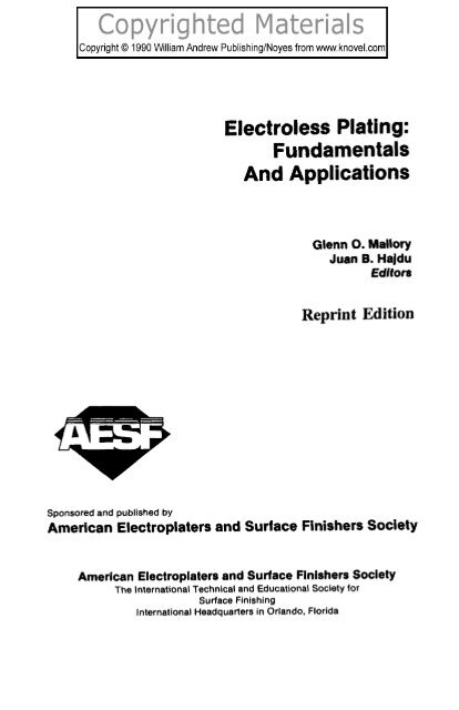 Electroless Plating : Fundamentals And Applications