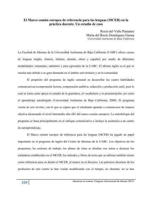 Memorias Congreso - Facultad de Idiomas Ensenada - Universidad ...