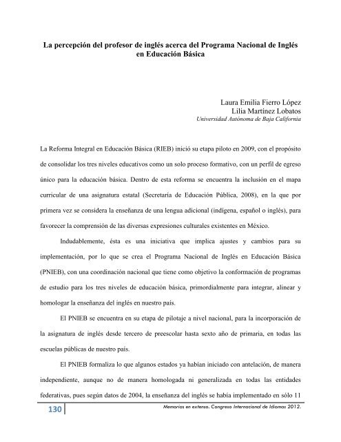 Memorias Congreso - Facultad de Idiomas Ensenada - Universidad ...