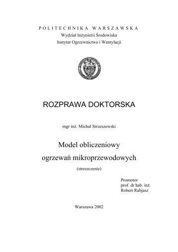 English Summary of the PhD Thesis - WydziaÅ InÅ¼ynierii Årodowiska