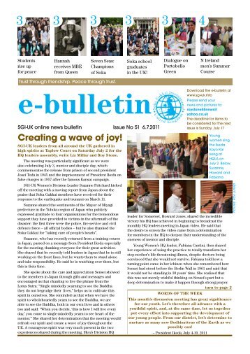 Creating a wave of joy! - SGI-UK E-Bulletin and Podcast