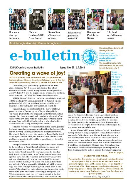 Creating a wave of joy! - SGI-UK E-Bulletin and Podcast