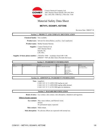 com101 - methyl isoamyl ketone - Comet Chemical Company Ltd.