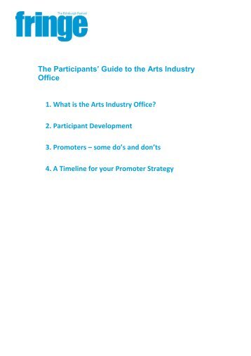 Participants' Guide to the Arts Industry - Edinburgh Festival Fringe