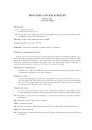 PROCESSUS STOCHASTIQUES - La Recherche - ENAC