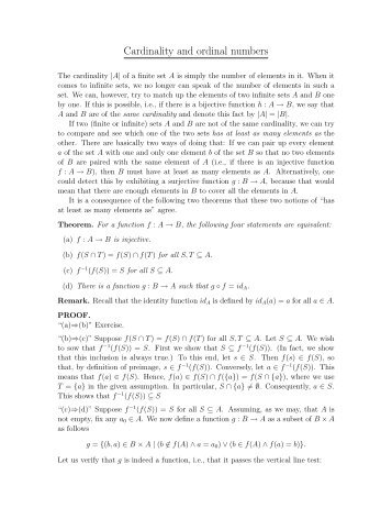 Cardinality and ordinal numbers