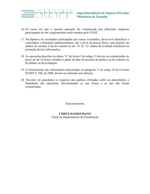 CARTA Circular SUSEP 27/09