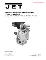 Operating Instructions And Parts Manual Table Powerfeed - JET Tools