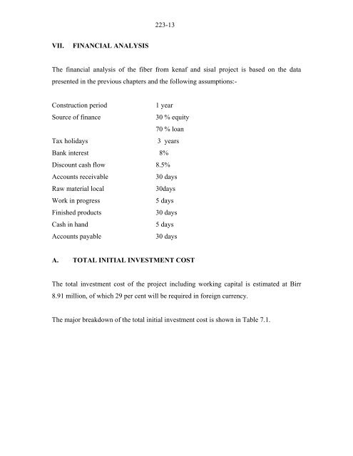 Profile for the Production of Fibre From Kenaf and Sisal - SNNPR ...