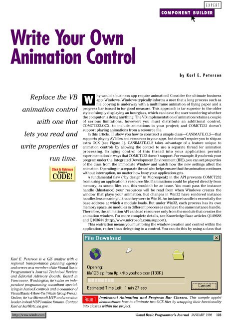 Write Your Own Animation Control - One-Stop Source Shop