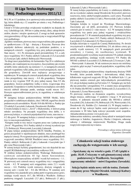 Numer 115 - Gazeta Wasilkowska - WasilkÃ³w