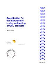 Specification for manufacture, curing and testing of GRC products