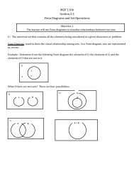 MGF 1106 Section 2.3 Venn Diagrams and Set Operations