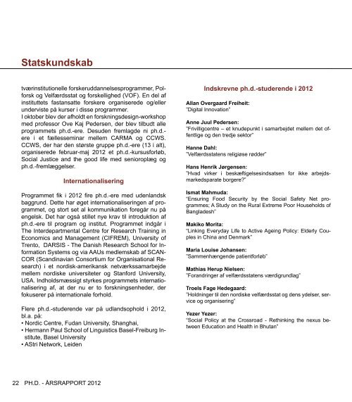 ÃRSRAPPORT 2012 - Det Samfundsvidenskabelige Fakultet