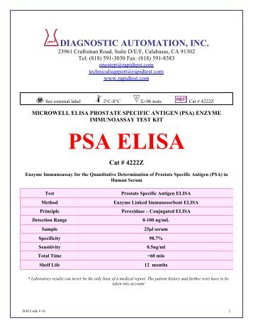 PSA ELISA - Diagnostic Automation : Cortez Diagnostics