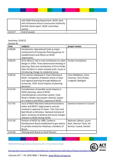 ACT Heritage Library Manuscript Collection - Libraries ACT