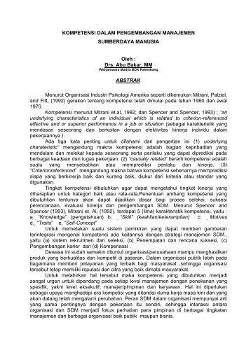KOMPETENSI DALAM PENGEMBANGAN ... - Kemenag Sumsel