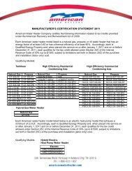 manufacturer's certification statement - American Water Heaters