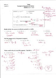 Algebra 2 Geometric Sequences & Series Section 11.3 â 11.4