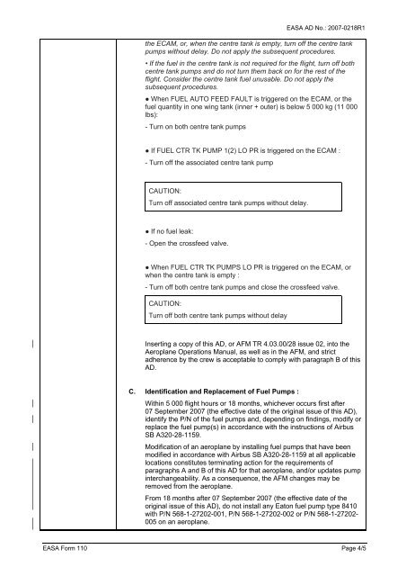 EASA AIRWORTHINESS DIRECTIVE