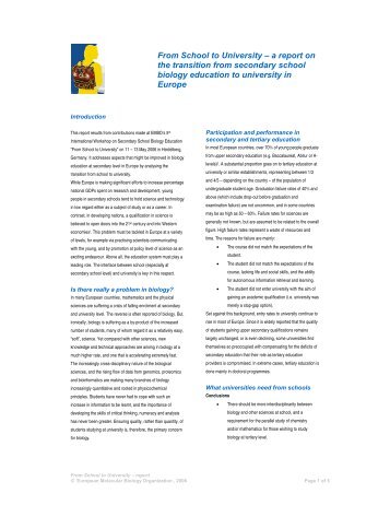 From School to University â a report on the transition from ... - Anisn
