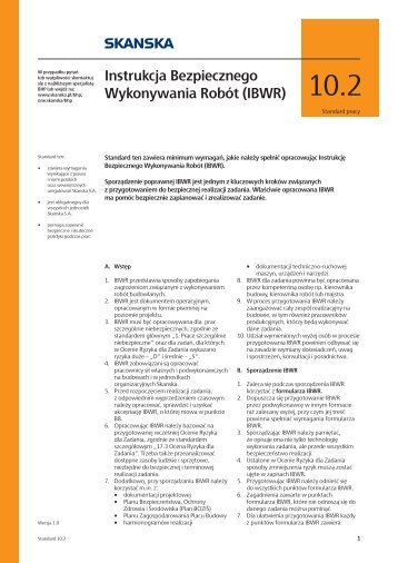 10.02 Instrukcja Bezpiecznego Wykonywania RobÃ³t - Skanska