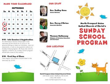 NPU Sunday School Brochure - North Prospect Union UCC