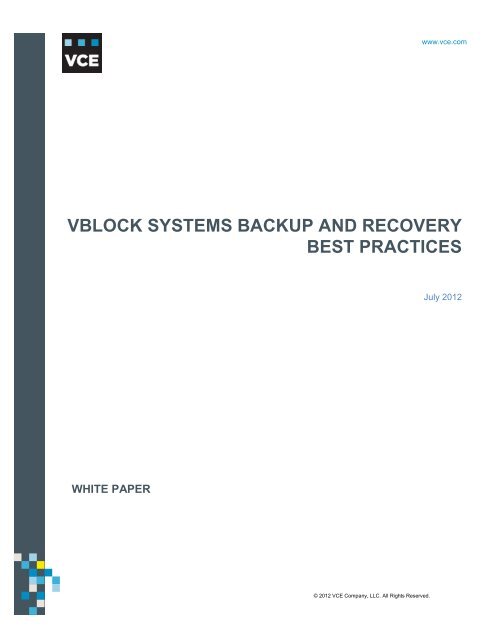 vblock systems backup and recovery best practices - VCE