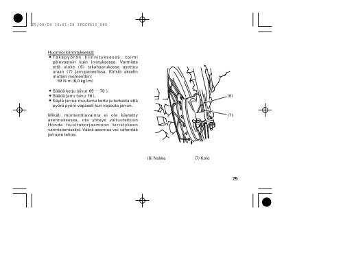 CRF70F '06 omistajan kÃ¤sikirja (.pdf, 1.76 MB) - Honda