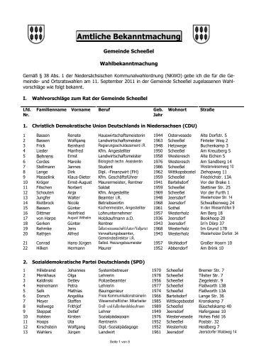 Amtliche Bekanntmachung - Scheeßel