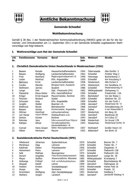 Amtliche Bekanntmachung - Scheeßel