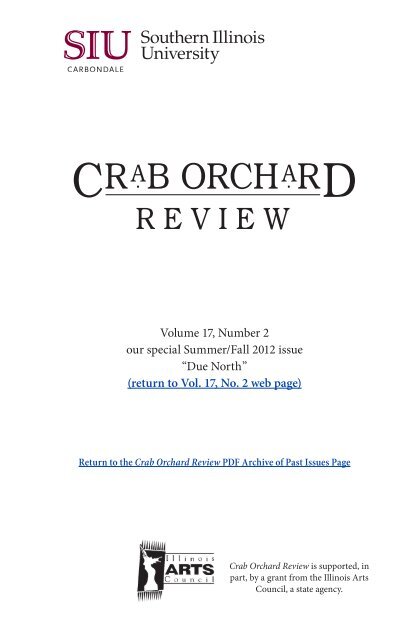 Crab Orchard Review Vol. 17, No. 2, our special issue "Due