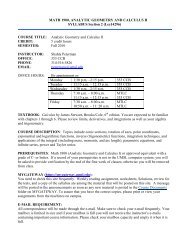 Math 1900, Analytic Geometry and Calculus II - UMSL : Mathematics ...