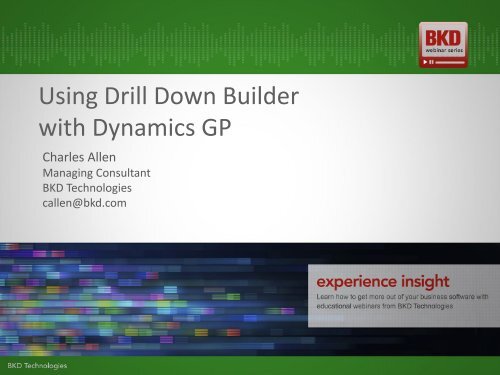 Using Drill Down Builder with Dynamics GP - BKD