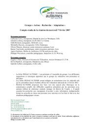 RÃ©union du 07 fÃ©vrier 2007 - Centre Ressources Autismes