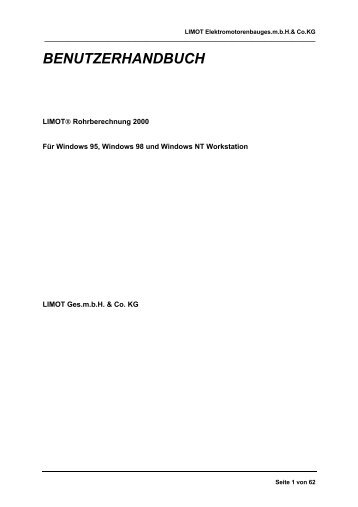 Handbuch LIMODOR-Rohrberechnungsprogramm - Limot