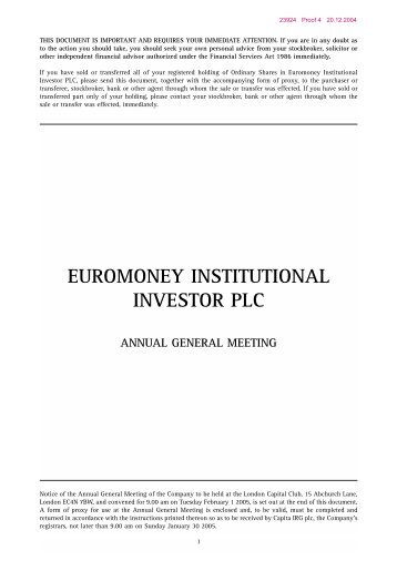 23924 euromoney circular - Euromoney Institutional Investor PLC