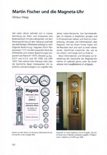 Martin Fischer und die Magneta-Uhr - UhrenHanse