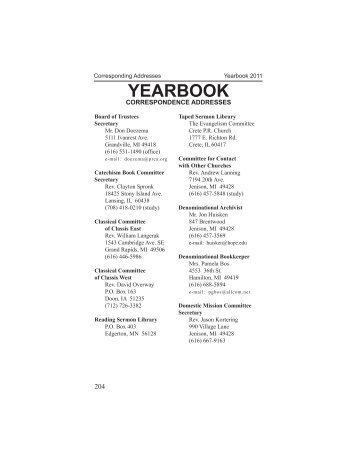 YEARBOOK - Protestant Reformed Churches in America