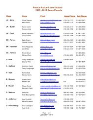 Lower School Room Parent Roster - Francis Parker School