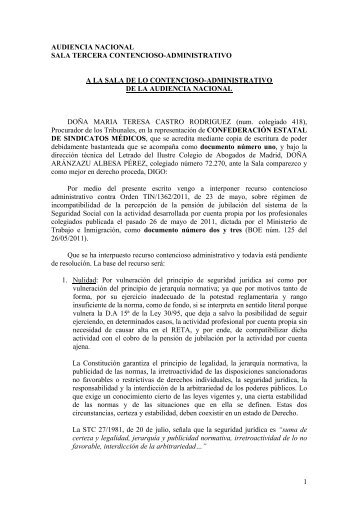 recurso contencioso administrativo contra la orden del Ministerio