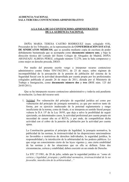 recurso contencioso administrativo contra la orden del Ministerio