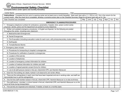 Environmental Safety Checklist - Illinois Department of Human ...