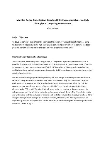 Machine Design Optimization Based on Finite Element Analysis in a ...