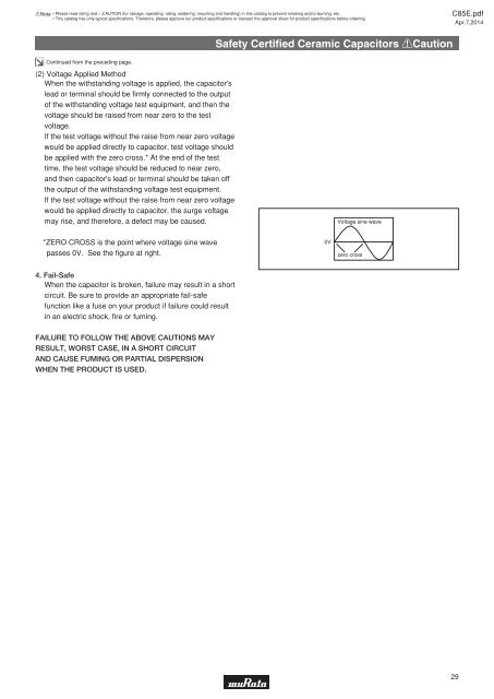 Safety Standard Certified Ceramic Capacitors/High Voltage ... - Murata